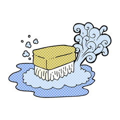comic book style cartoon scrubbing brush