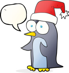 speech bubble cartoon christmas penguin