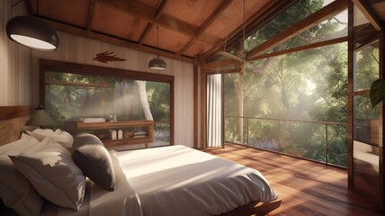 bedroom interior in the tree house
