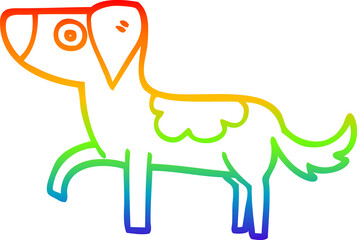 rainbow gradient line drawing cartoon standing dog