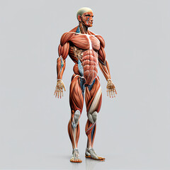 detailed illustration of a full human body muscles