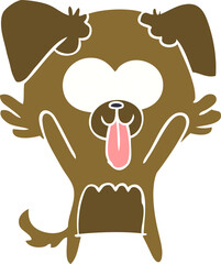 flat color style cartoon dog with tongue sticking out