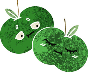 retro illustration style cartoon apples