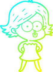 Obraz premium cold gradient line drawing cartoon girl pouting
