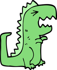 cartoon doodle roaring t rex