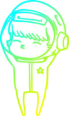 cold gradient line drawing cartoon curious astronaut
