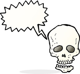 cartoon skull with speech bubble