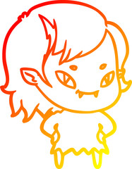 warm gradient line drawing cartoon friendly vampire girl