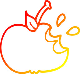 warm gradient line drawing cartoon juicy bitten apple