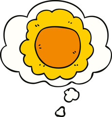 cartoon flower and thought bubble