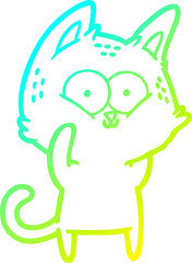 cold gradient line drawing cartoon cat