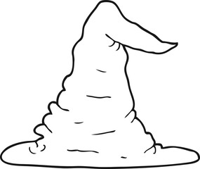 black and white cartoon witch hat