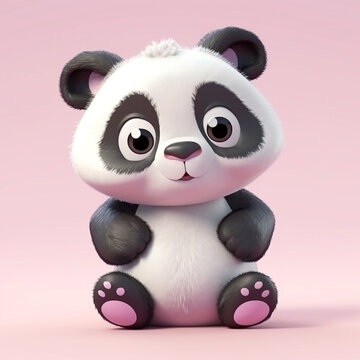Panda cartoon, Panda illustrated character, Panda 2D character, Cute Panda cartoon, Panda character, Baby Panda character, Cute Panda character - AI generative technology