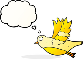 thought bubble cartoon bird flying