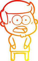 warm gradient line drawing cartoon shocked man