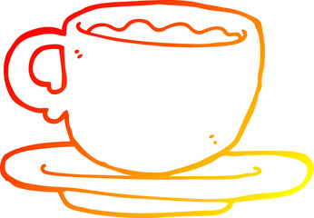 warm gradient line drawing cartoon cup of tea