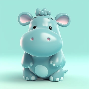 Hippo cartoon, Hippo illustrated character, Hippo 2D character, Cute Hippo cartoon, Hippo character, Baby Hippo character, Cute Hippo character - AI generative technology