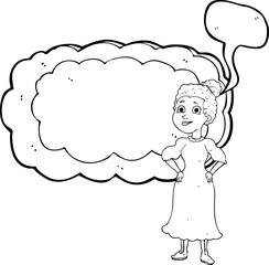 speech bubble cartoon victorian woman in dress