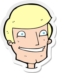 sticker of a cartoon grinning man