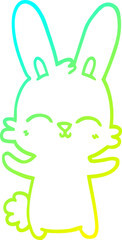 cold gradient line drawing cute cartoon rabbit