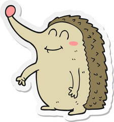 sticker of a cartoon hedgehog