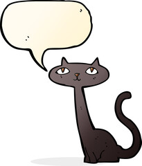 cartoon black cat with speech bubble