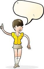 cartoon pretty girl asking question with speech bubble