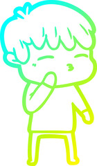 cold gradient line drawing cartoon curious boy