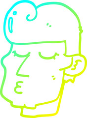 cold gradient line drawing cartoon handsome man