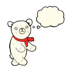 cute cartoon polar teddy bear with thought bubble