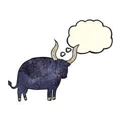 cartoon ox with thought bubble