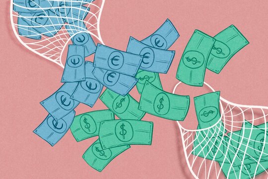 Euro and dollar currency exchange concept