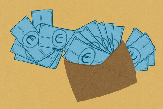 Lots of euros in an envelope