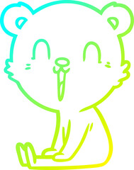 cold gradient line drawing happy cartoon bear