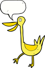 funny cartoon duck with speech bubble