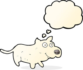 cartoon happy little dog with thought bubble