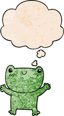 cartoon frog and thought bubble in grunge texture pattern style