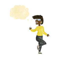 Fototapeta premium cartoon woman waving with thought bubble