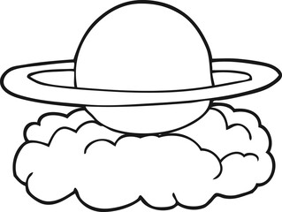 black and white cartoon alien planet