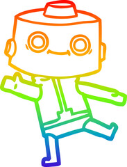 rainbow gradient line drawing cartoon robot