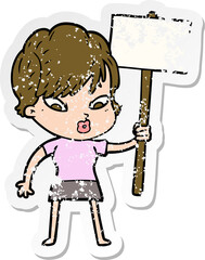 distressed sticker of a cartoon woman