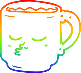 rainbow gradient line drawing cartoon coffee mug