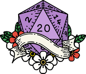 natural twenty D20 dice roll illustration