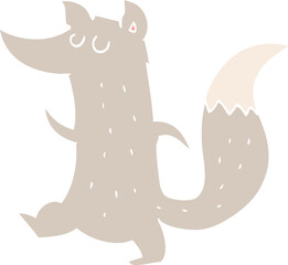 flat color illustration of a cartoon cute wolf