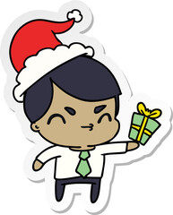 christmas sticker cartoon of kawaii boy