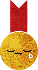 retro illustration style cartoon gold medal