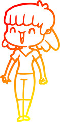 warm gradient line drawing cartoon woman