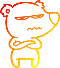 warm gradient line drawing annoyed bear cartoon