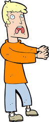 cartoon terrified man