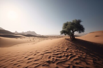 A minimalist landscape with a simple desert or arid plain, Generative AI - obrazy, fototapety, plakaty